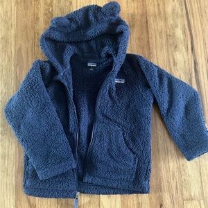 Patagonia Fleece Kids Hoodie in Deep Blue